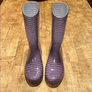 UGG Purple Winter Rain Boots with Striped Design